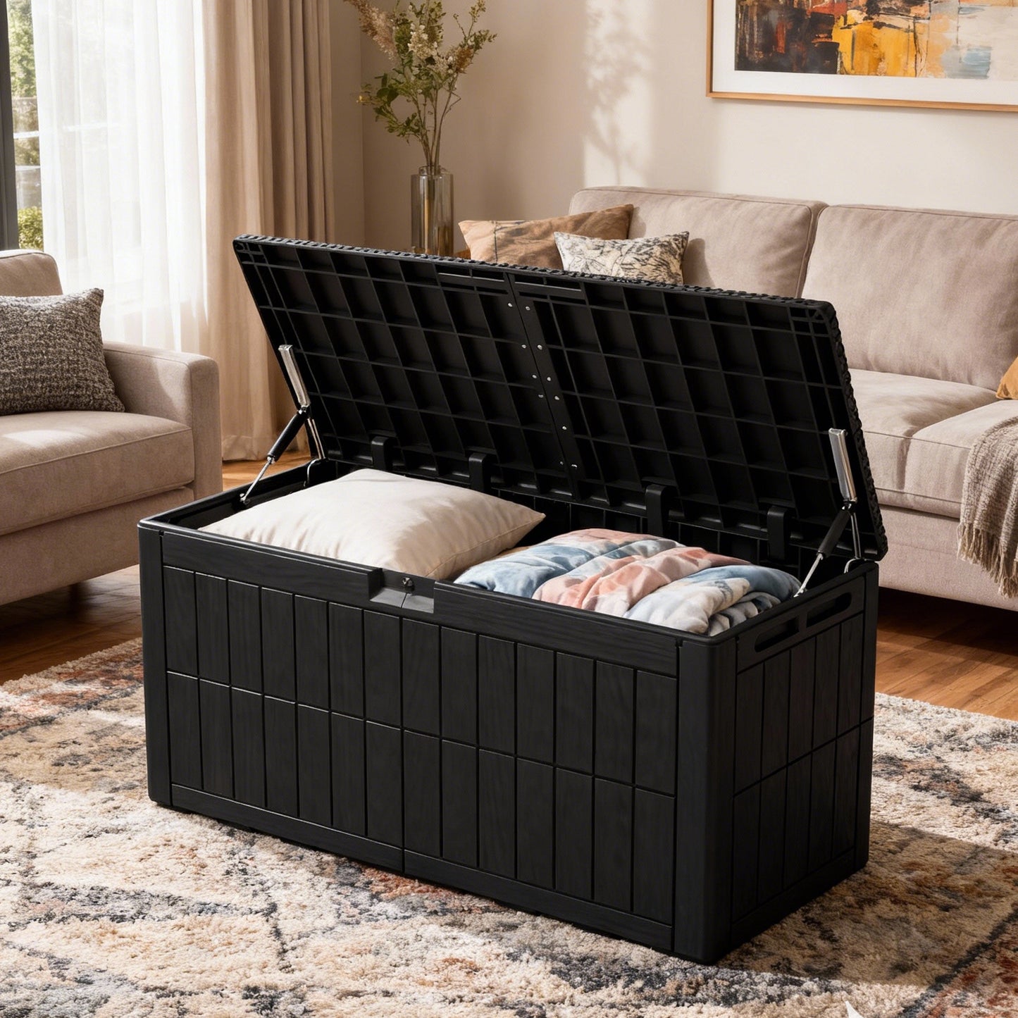 1 0 Gallon Outdoor Storage Box Water Proof Resin Deck Lockable Bin