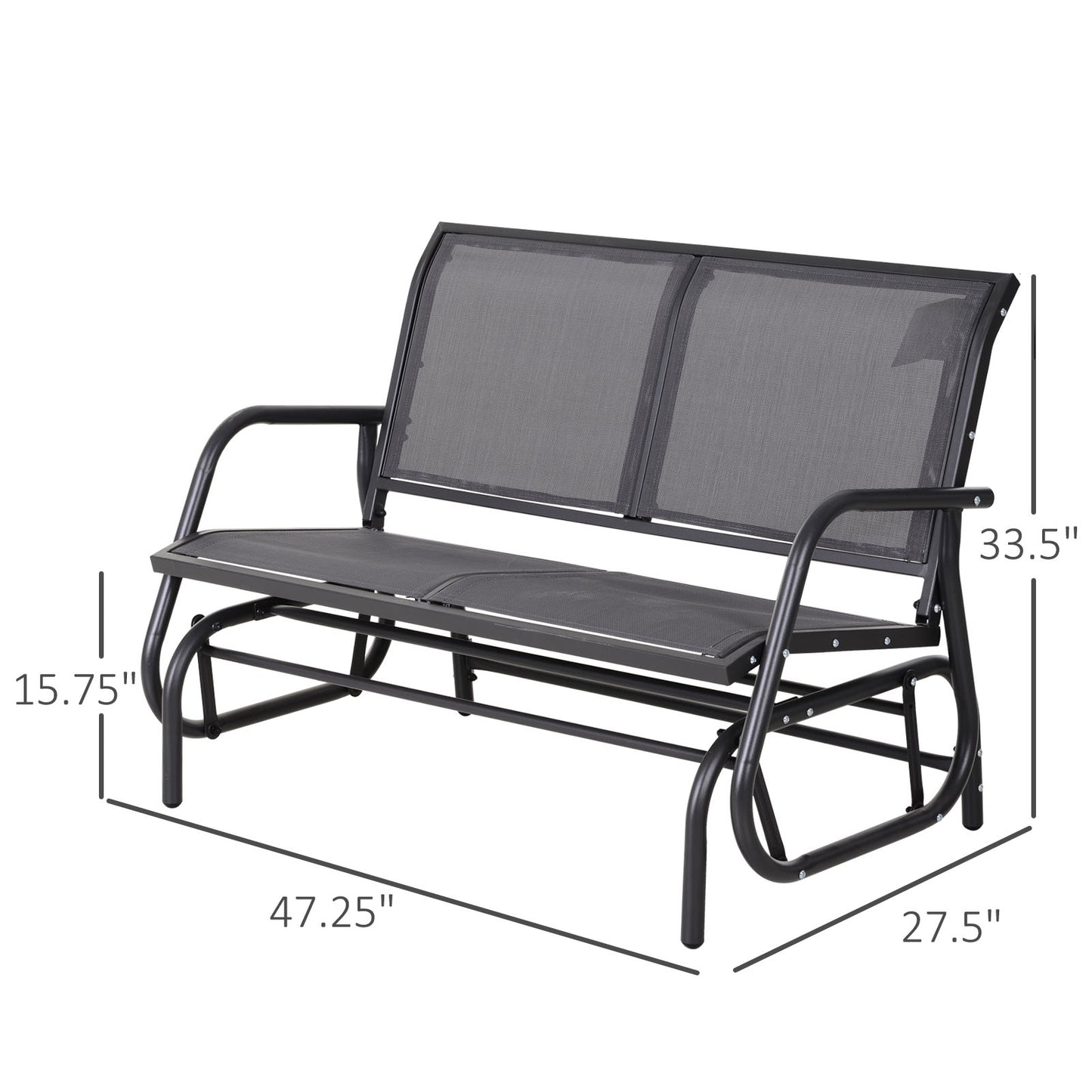 2-Person Outdoor Glider Bench Rocking Chair - Grey