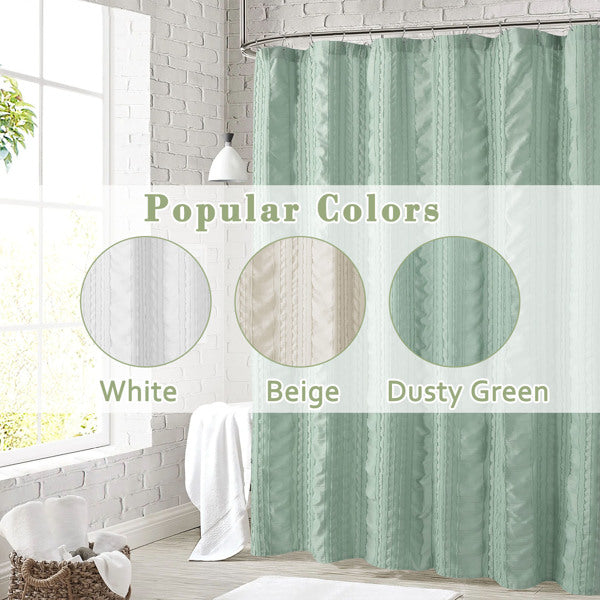 Seersucker Striped Shower Curtain - 72x72 Inch Boho Design