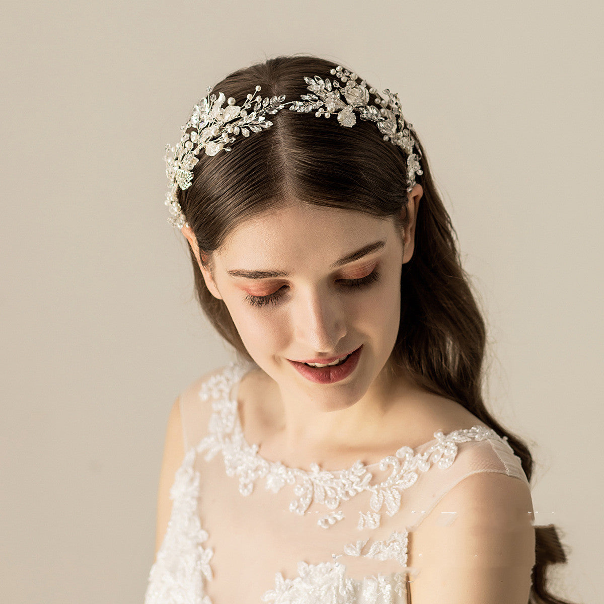Silver Vintage Alloy Hair Band - Plaid Wedding Style
