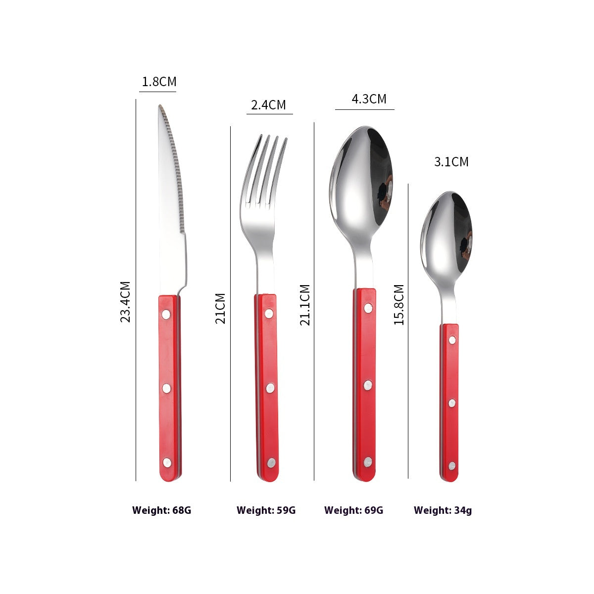 Stainless Steel Cutlery Set 4 Pieces Fork Knife Spoon Flatware Dinnerware