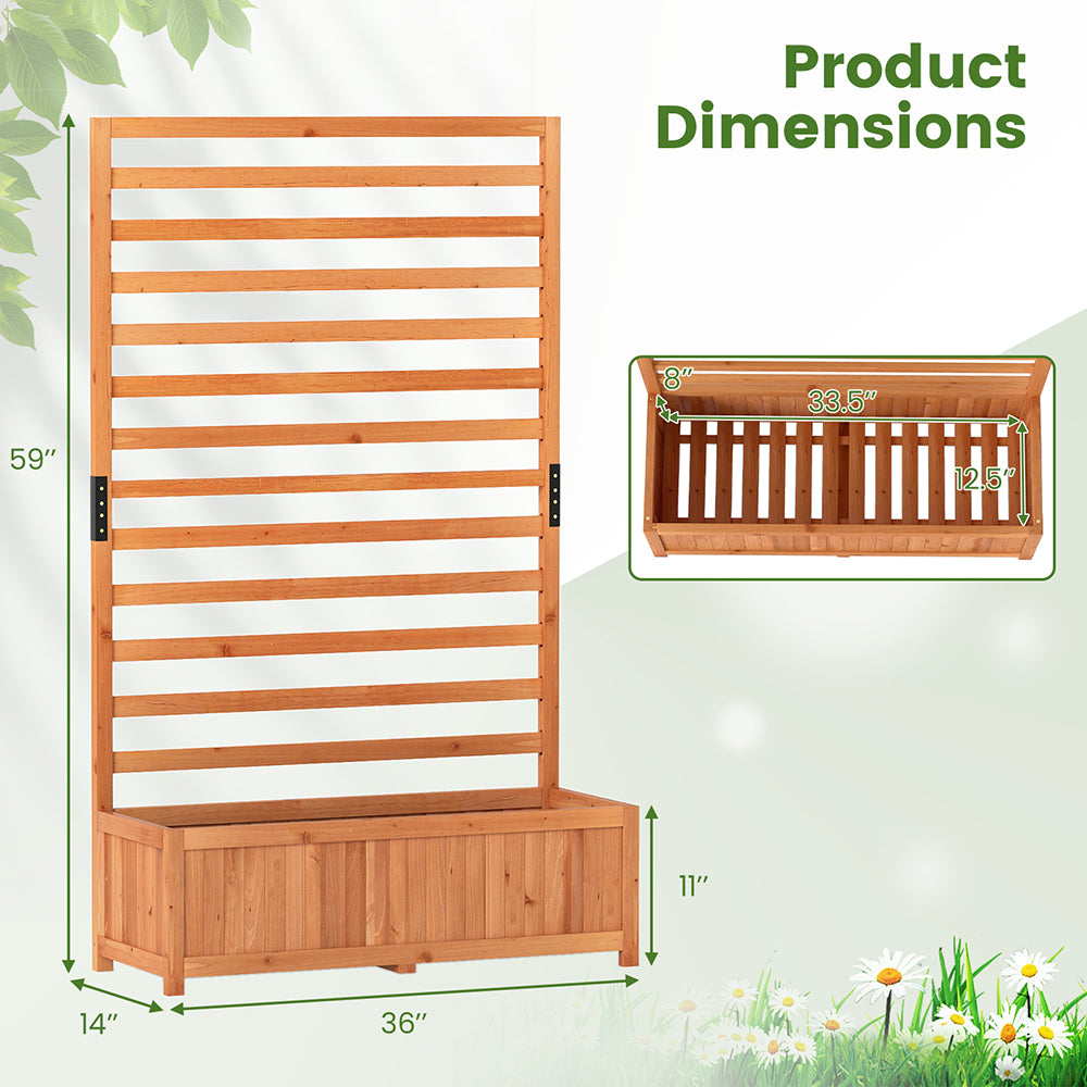 Wooden Raised Garden Bed with Trellis - 59 Inch Tall Planter Box