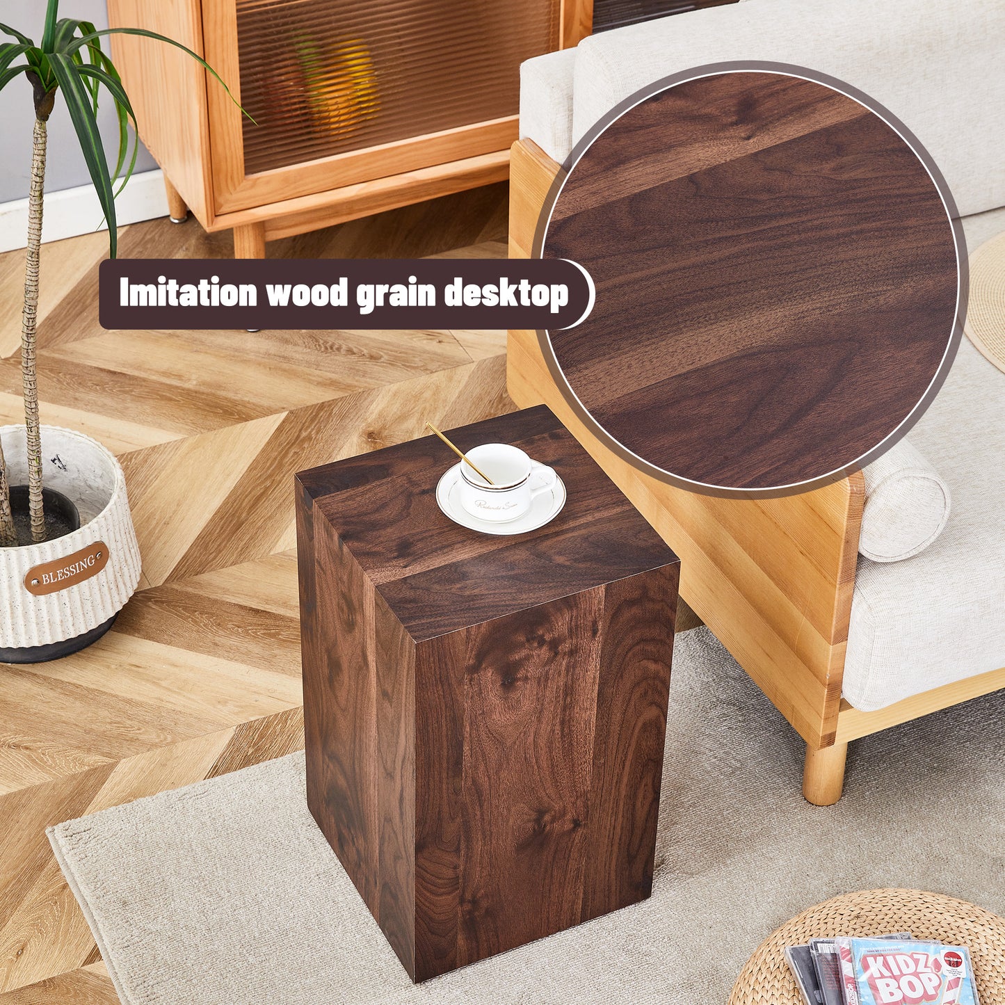12x12x20 Inch Walnut Wood Grain MDF Coffee Table - Luxurious Design,