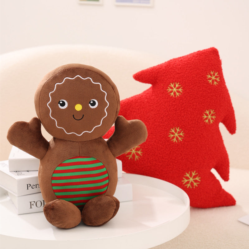 Christmas Gingerbread Man Pillow Set - Holiday Tree Cushion & Decor