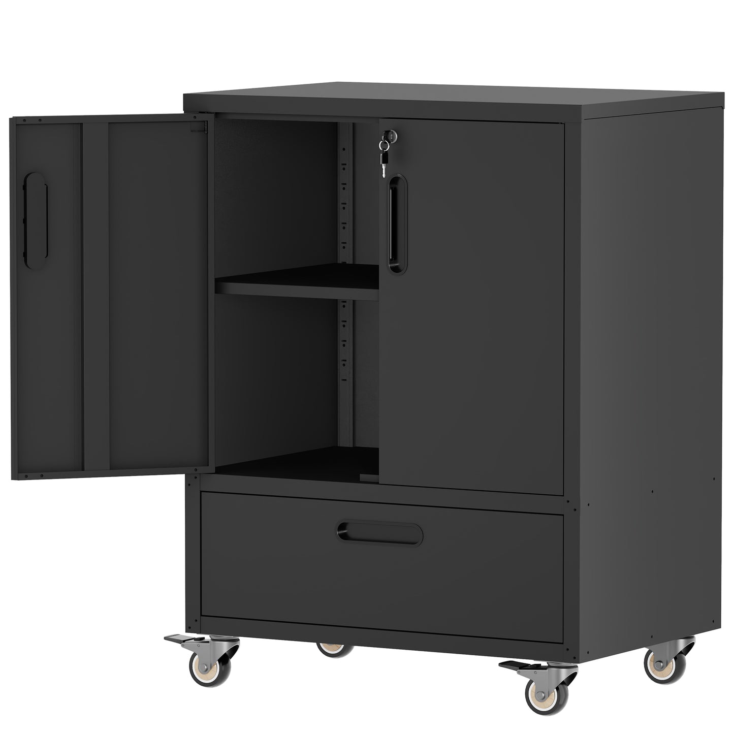 Tool Cart With Wheels, 40 H X 30 W 20 D, Mobile Cabinet Lockable