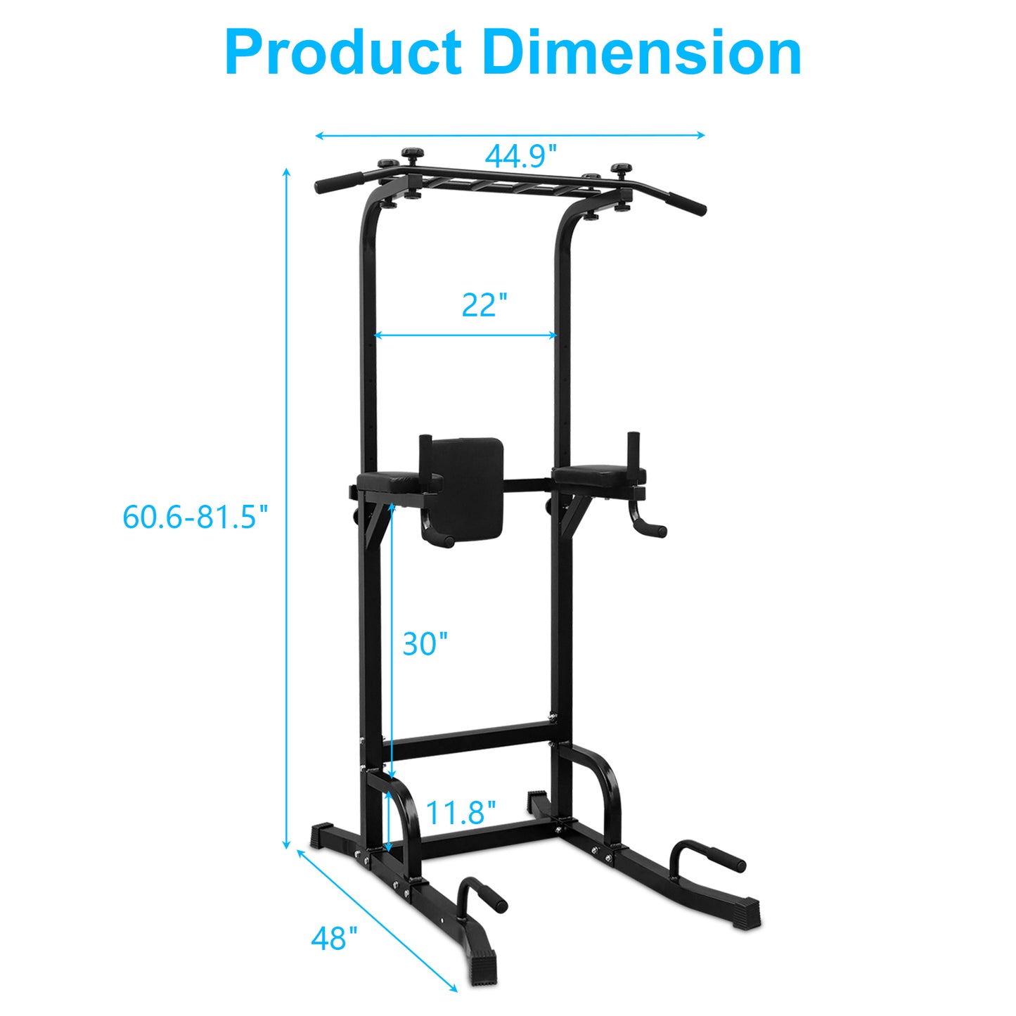 Power Tower Pull Up Bar & Dip Station for Home Gym Fitness - Black