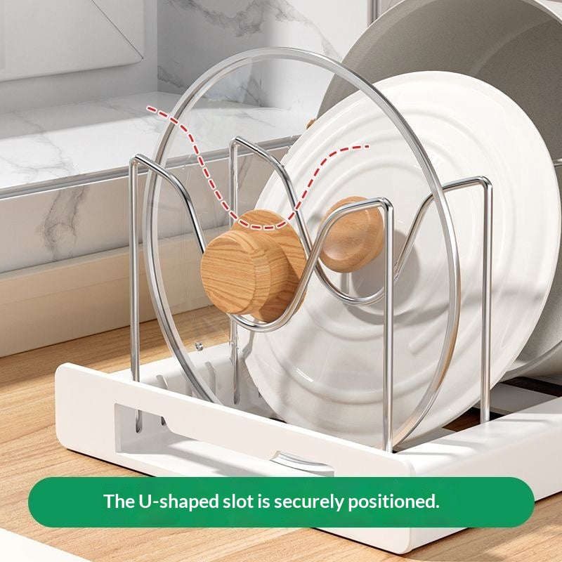 Multi-Functional Pot Lid Rack Organizer Extendable Kitchen Storage Drainage