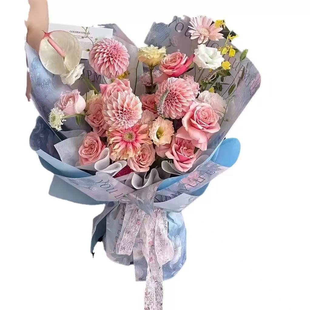 Double-Sided Flower Wrapping Paper - 10 Sheets, 35x50cm
