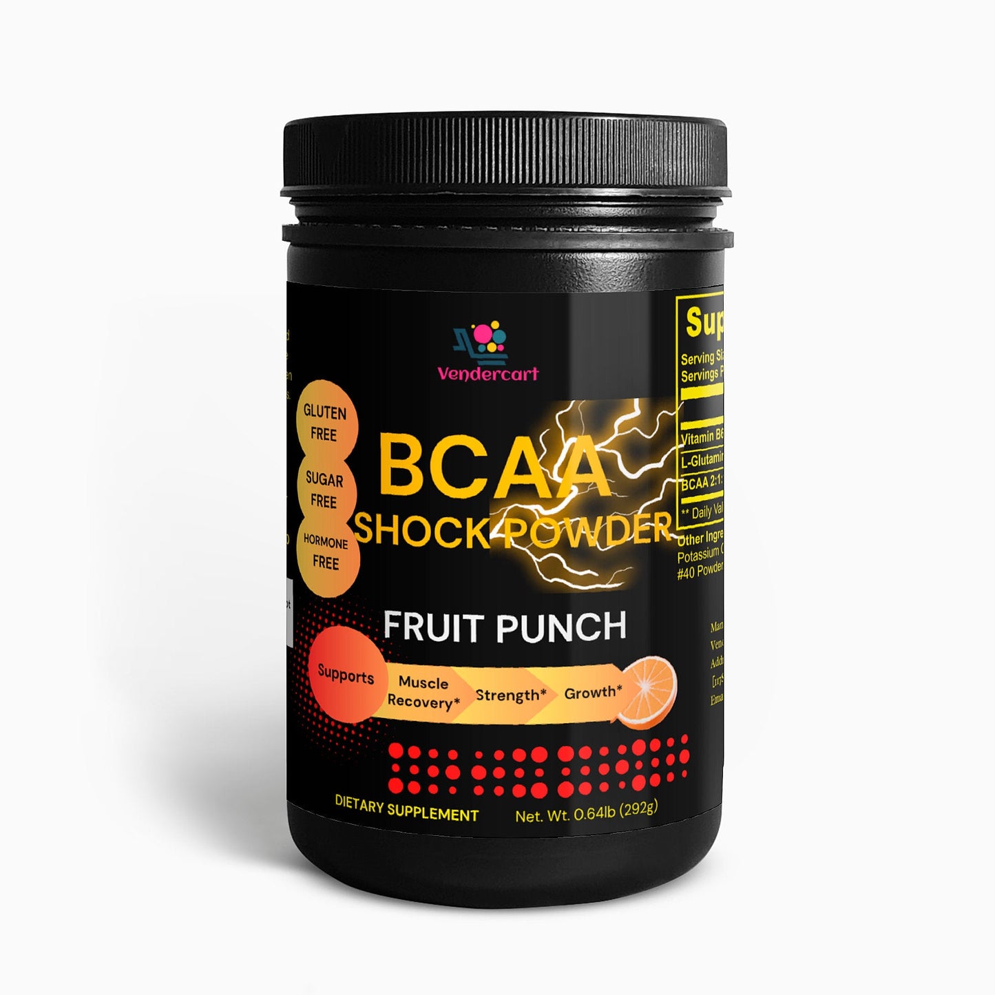 BCAA Powder Supplement - 5000mg Amino Acids for Muscle Recovery - Fruit Punch