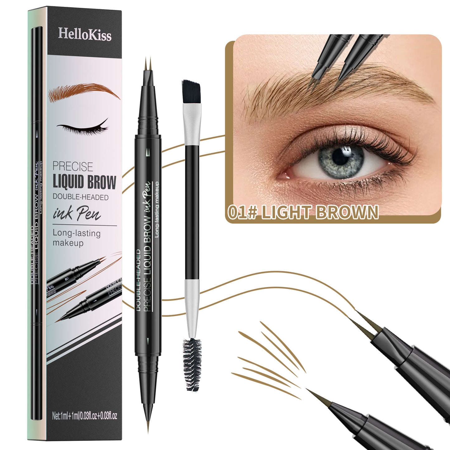 Waterproof Double-Head Eyebrow Pencil 2-in-1 Liquid & Powder Makeup Set