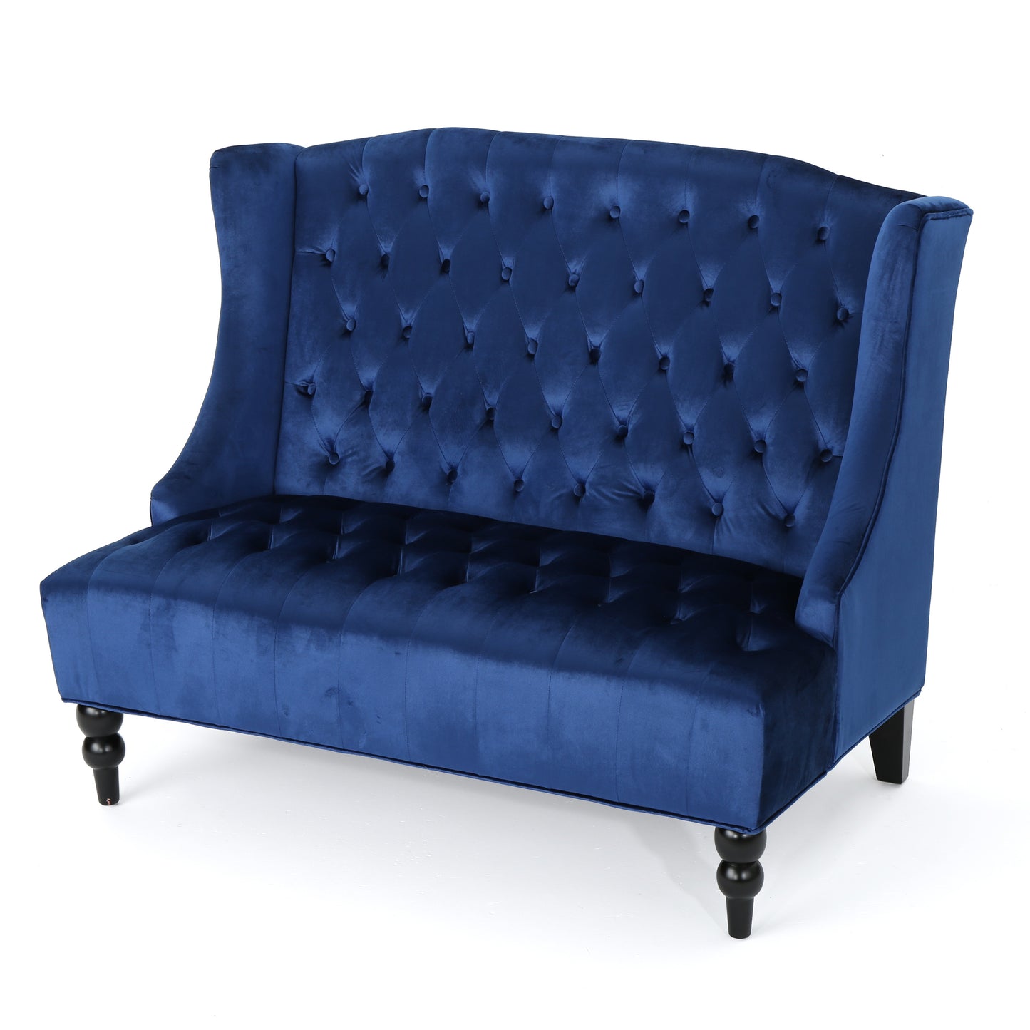 Navy Blue Velvet Loveseat - Luxurious Modern Glam Sofa
