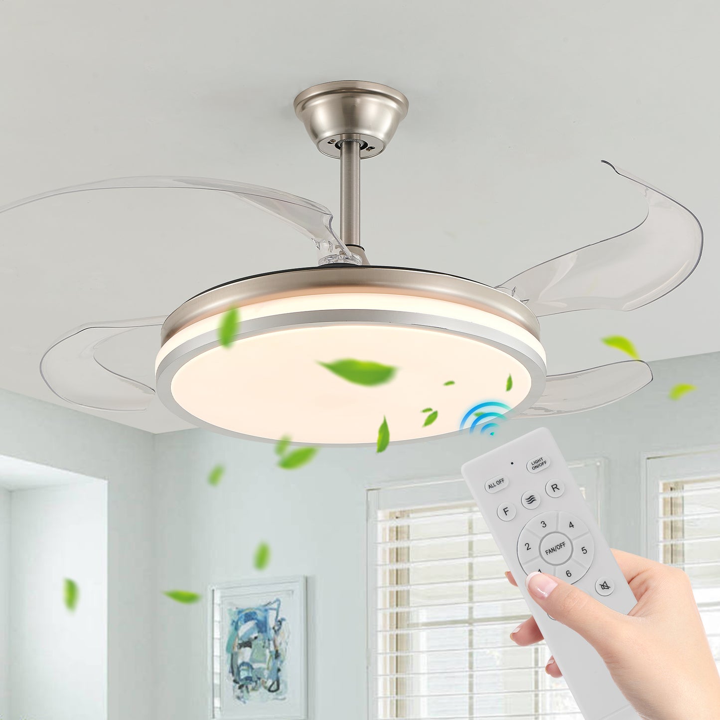 42 Inch Modern LED Ceiling Fan with Light & Remote Control - 6 Speed