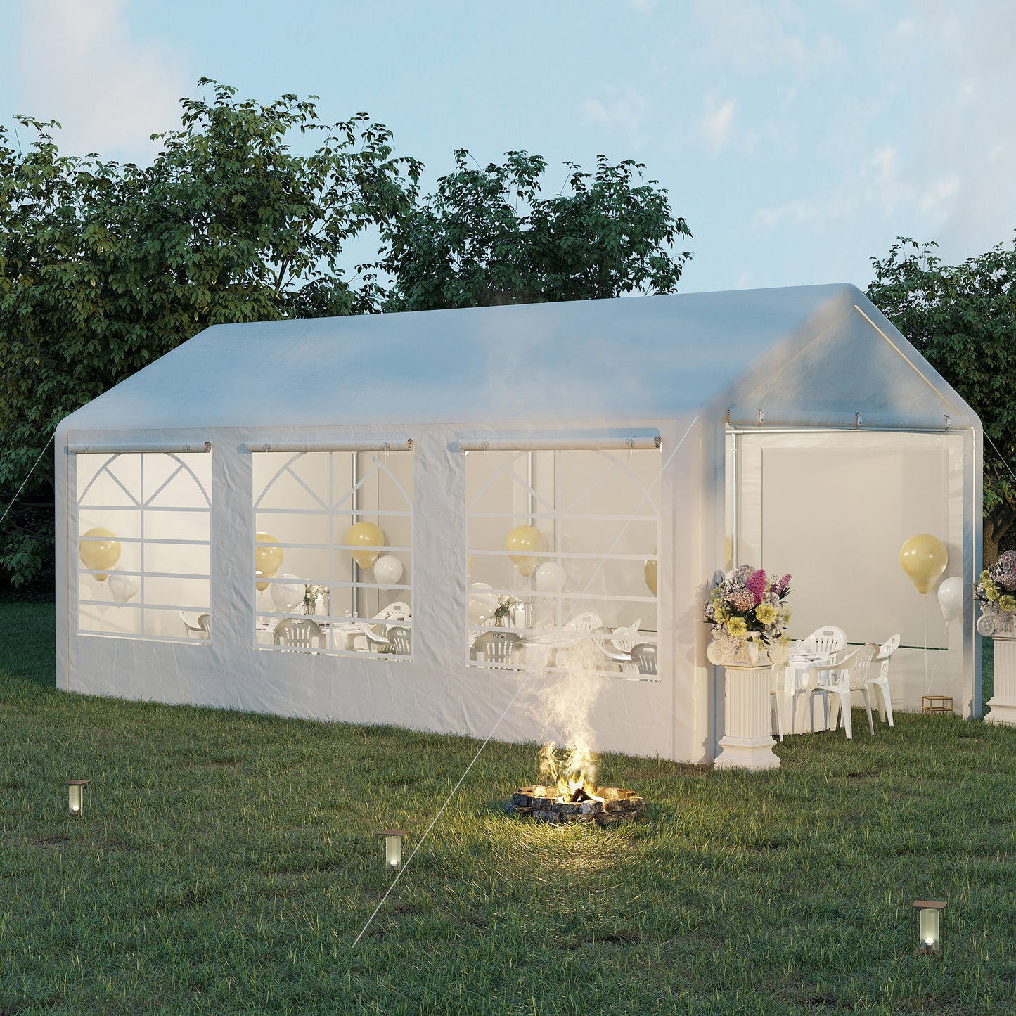 10' x 20' Heavy Duty Party Tent with Removable Sidewalls - White