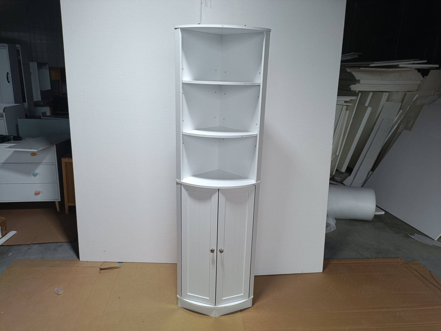 67" Tall Corner Cabinet with 2 Doors and Adjustable Shelves - White