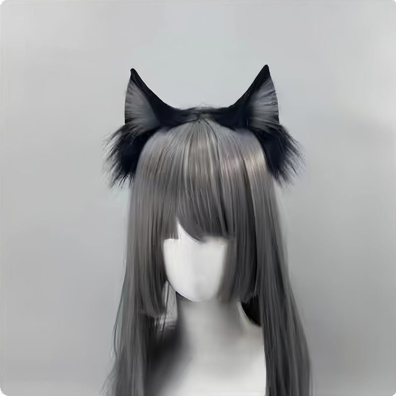 Black Cat Ears Plush Headband