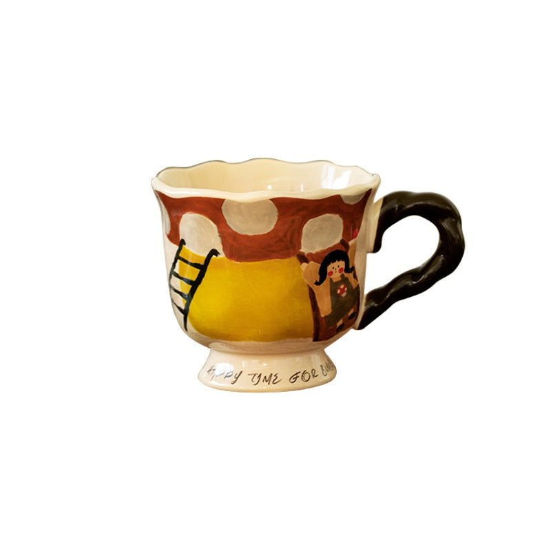 Ceramic Coffee Mug with Colorful Seesaw Mushroom Horse Spring Duck 301-400ml