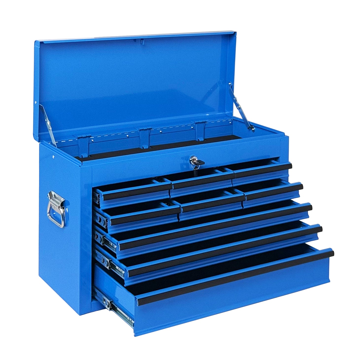 Heavy Duty Metal Tool Box 24-Inch with 9 Drawers and Locking Mechanism - Blue