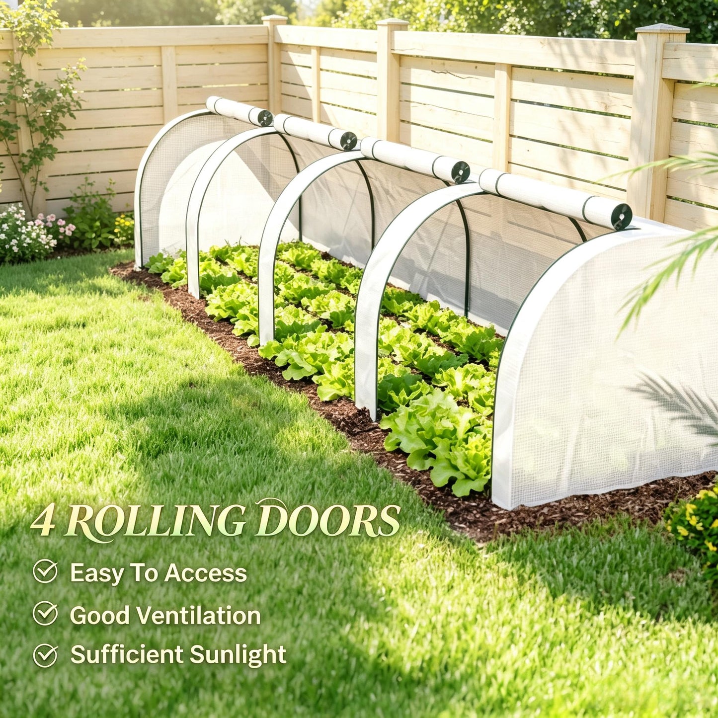Portable Greenhouse with Zippered Doors - White Plant Shelter