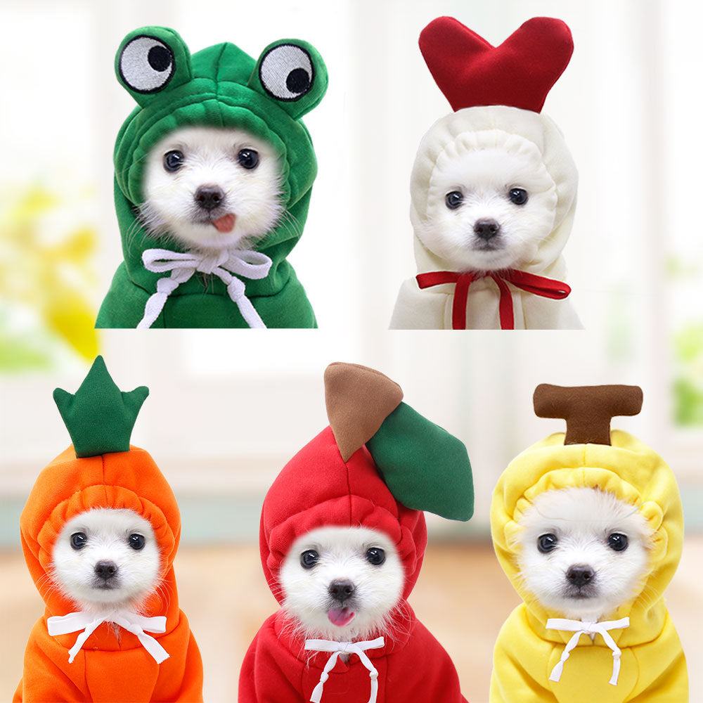 Cute Fruit Dog Hoodie for Small Dogs Winter Warm Fleece Pet Sweater
