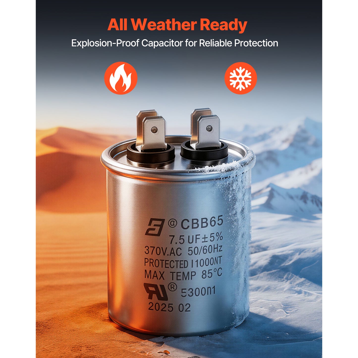 Condenser Fan Motor with Capacitor 1/4HP 825RPM 208-230V for HVAC Systems