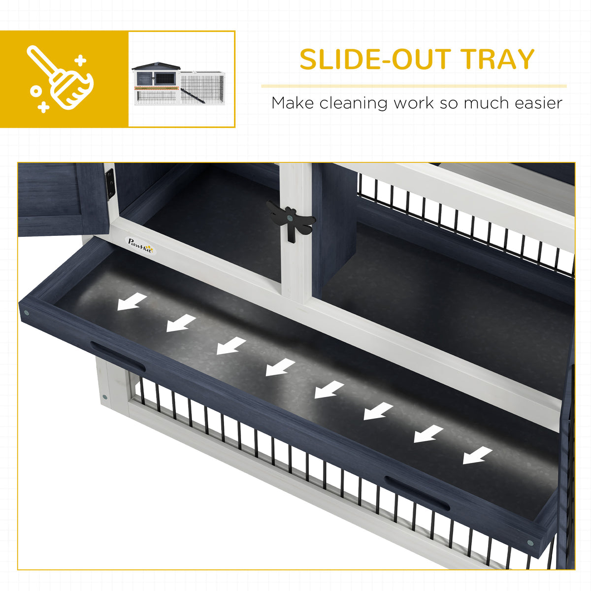 Outdoor Rabbit Hutch 2-Level 59 Inch with Openable Top Dark Gray