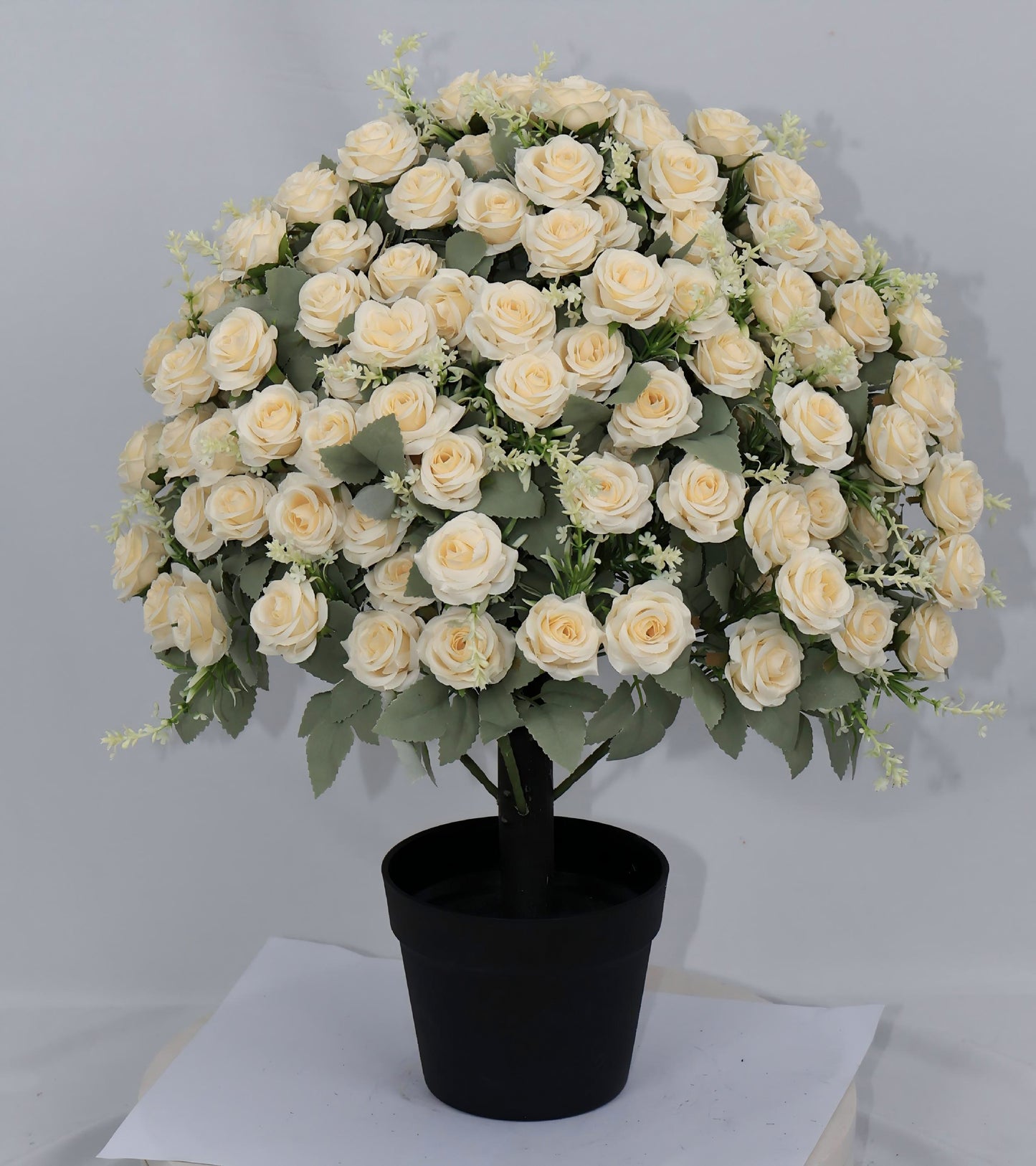 24-Inch Artificial Rose Plant - UV Resistant Faux Flowers in Pots