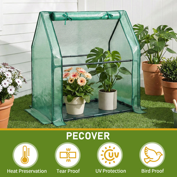 Mini Greenhouse with PE Cover - Indoor/Outdoor Plant Care, 36x18x33in