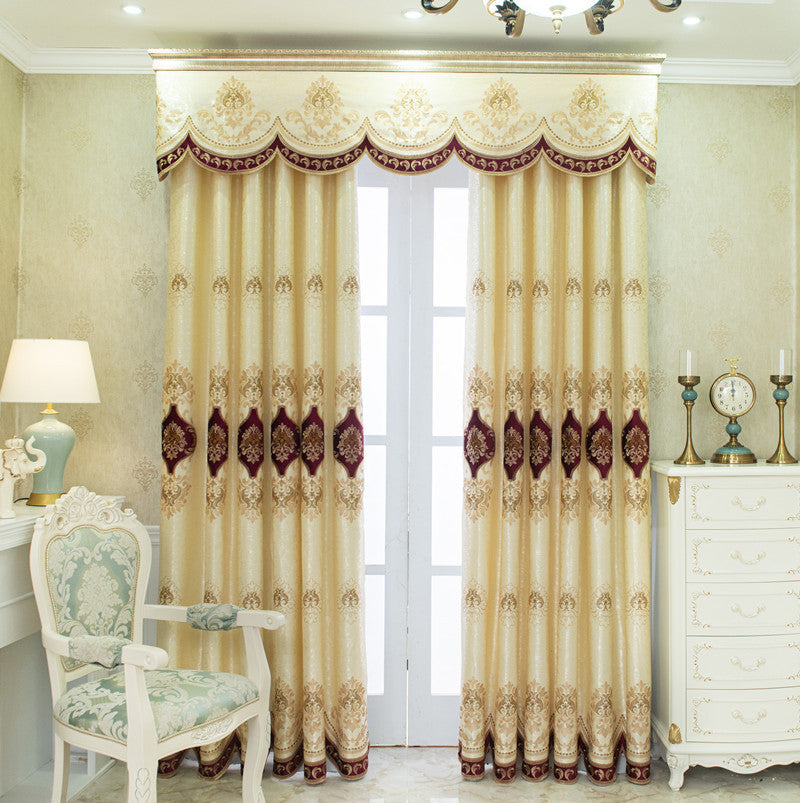 Velvet Rope Embroidered Curtain with Chinese Style Jacquard Fabric