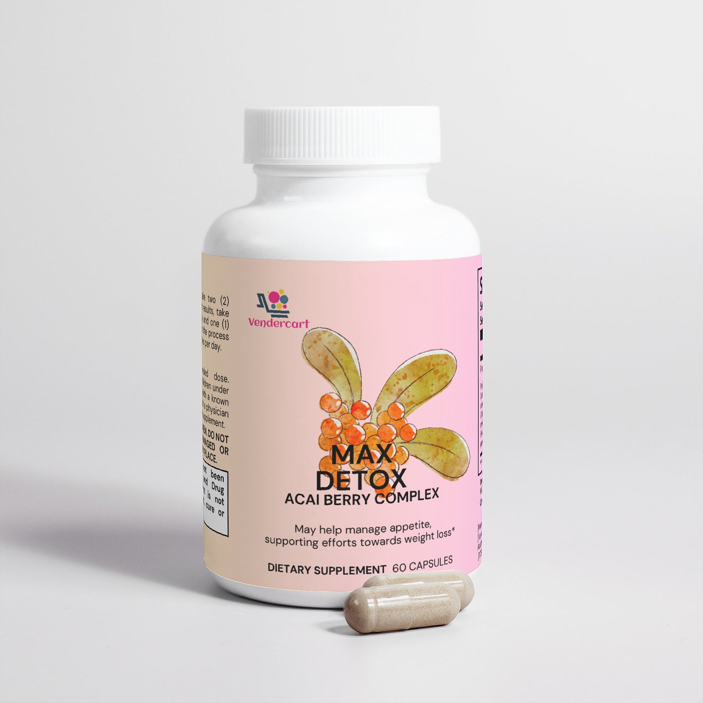 Max Detox Acai Berry Dietary Supplement - Natural Digestive & Cleanse Support