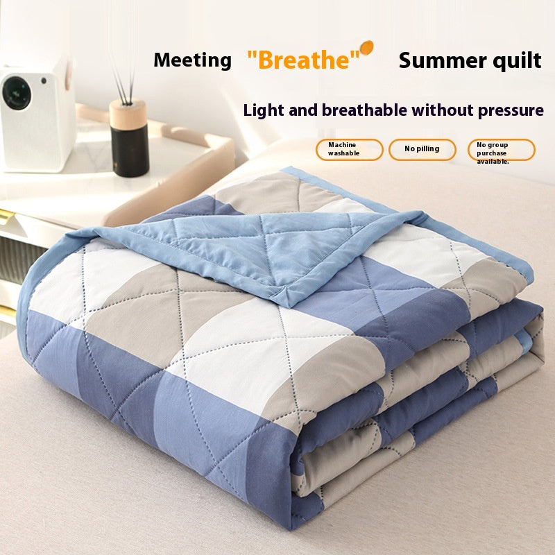 Washed Cotton Summer Quilt Blanket - Non-Printed, Lightweight, Multiple Sizes