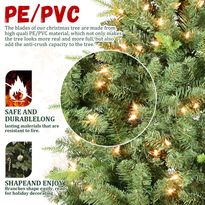 9ft Green PE/PVC Christmas Tree with 800 UL Lights