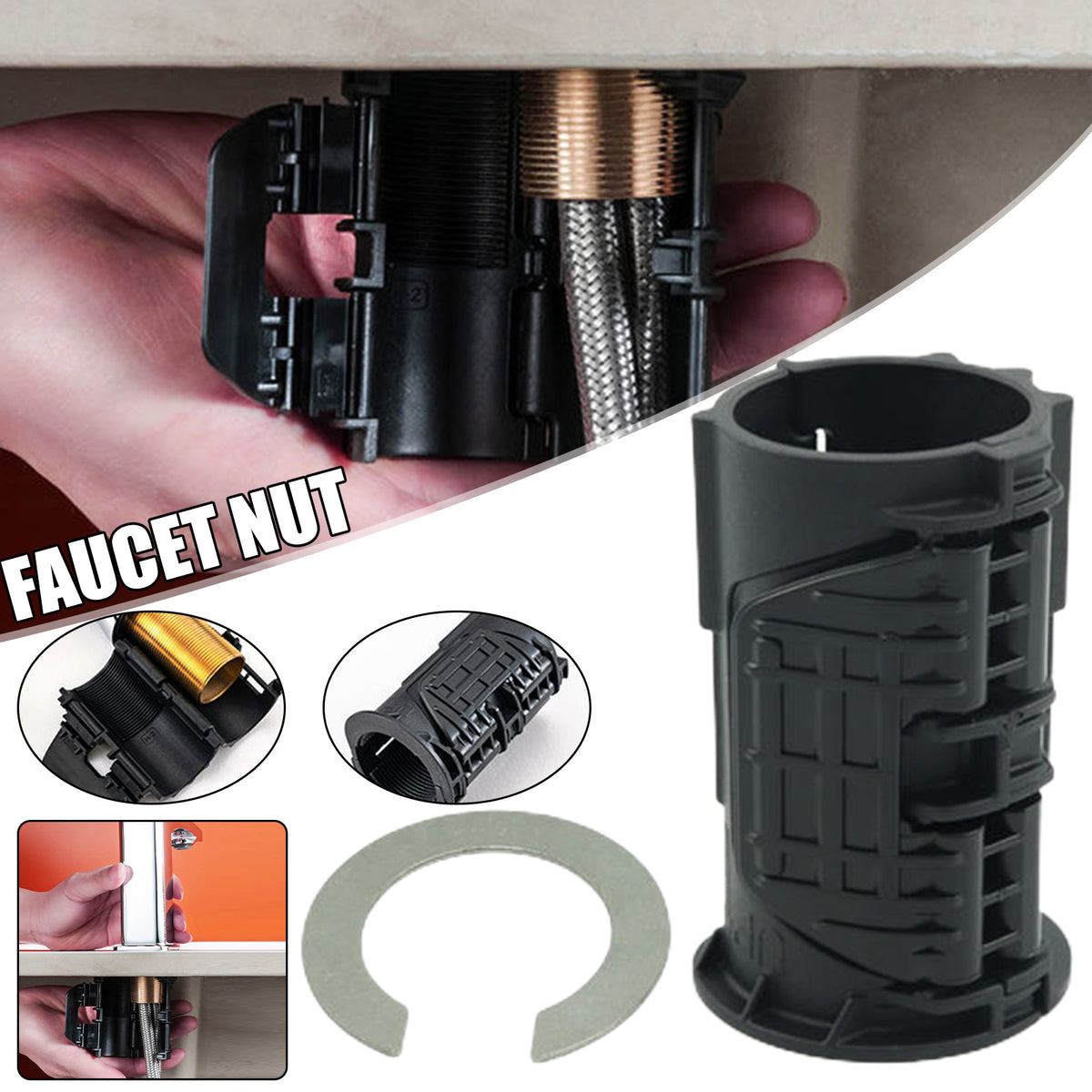 Kitchen Faucet Fixer Nut Retainer Clamp - Anti-Loosening Plastic Spacer