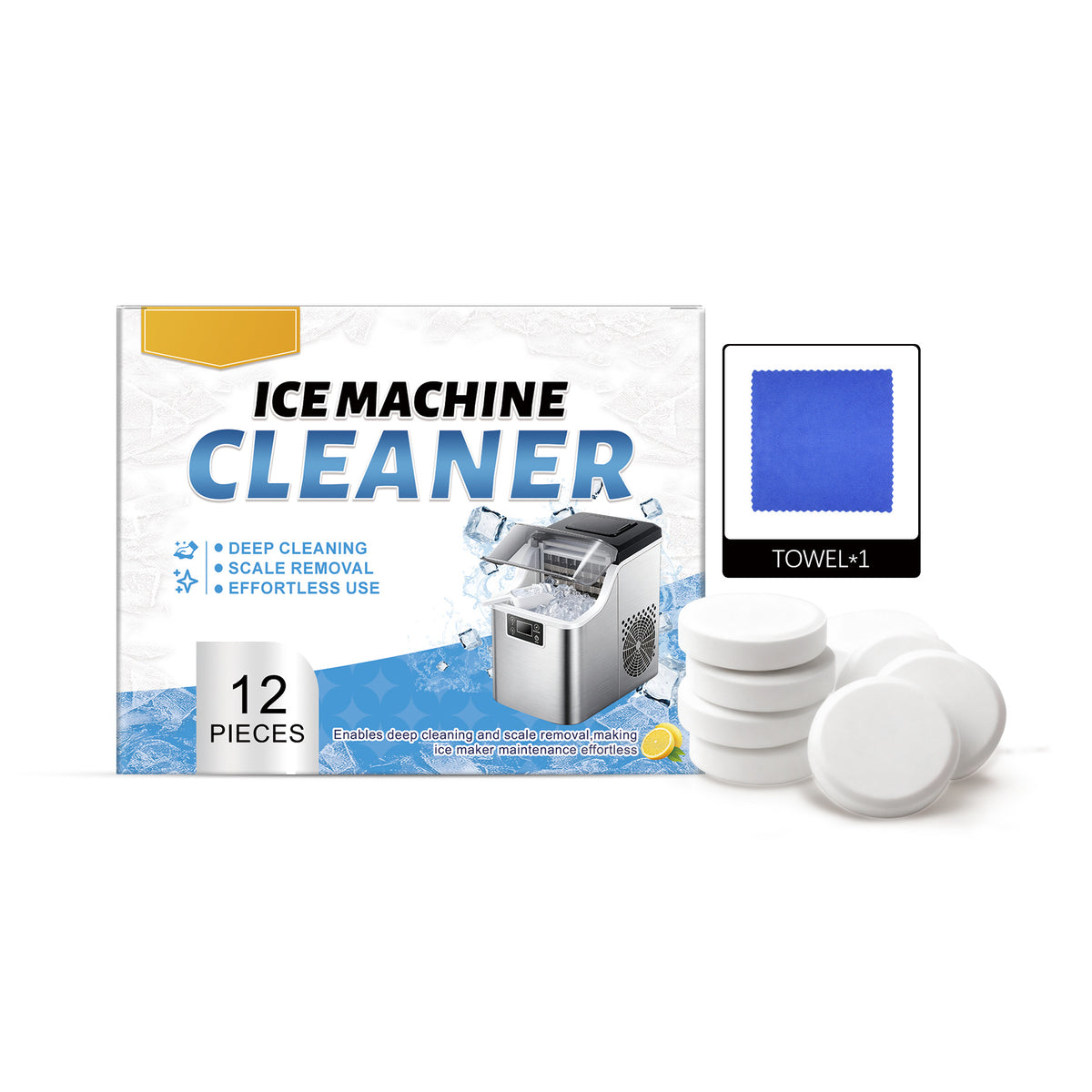 Ice Maker Cleaning Tablets - Remove Stains & Limescale, Gentle Daily Care