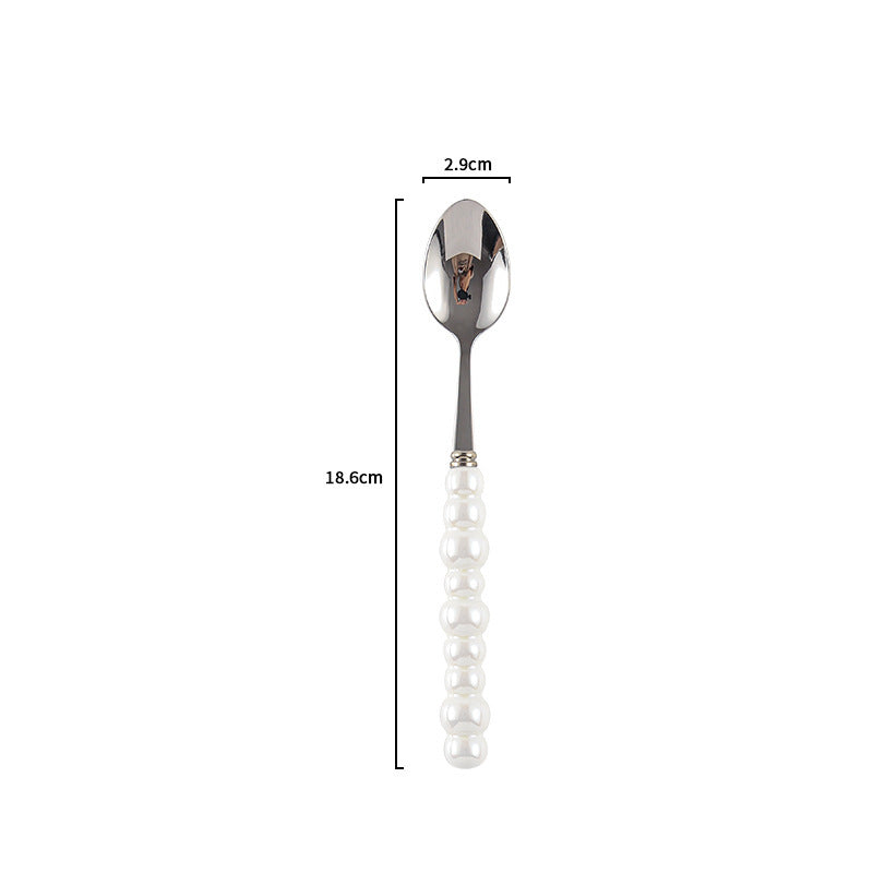 Ceramic Pearl Handle Cutlery Set - Spoon Fork Knife Household Dinnerware