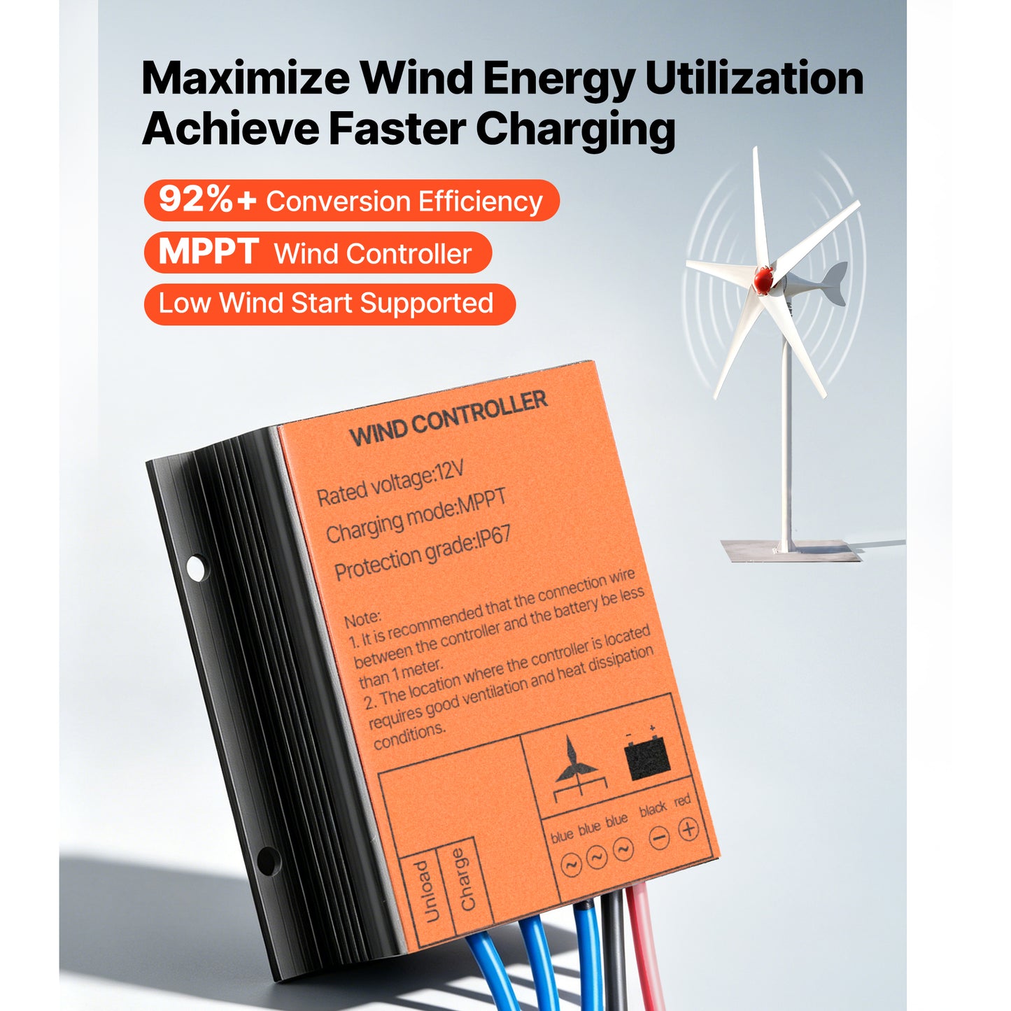 800W 12V Wind Turbine Generator Kit with MPPT Controller for RVs Boats Home