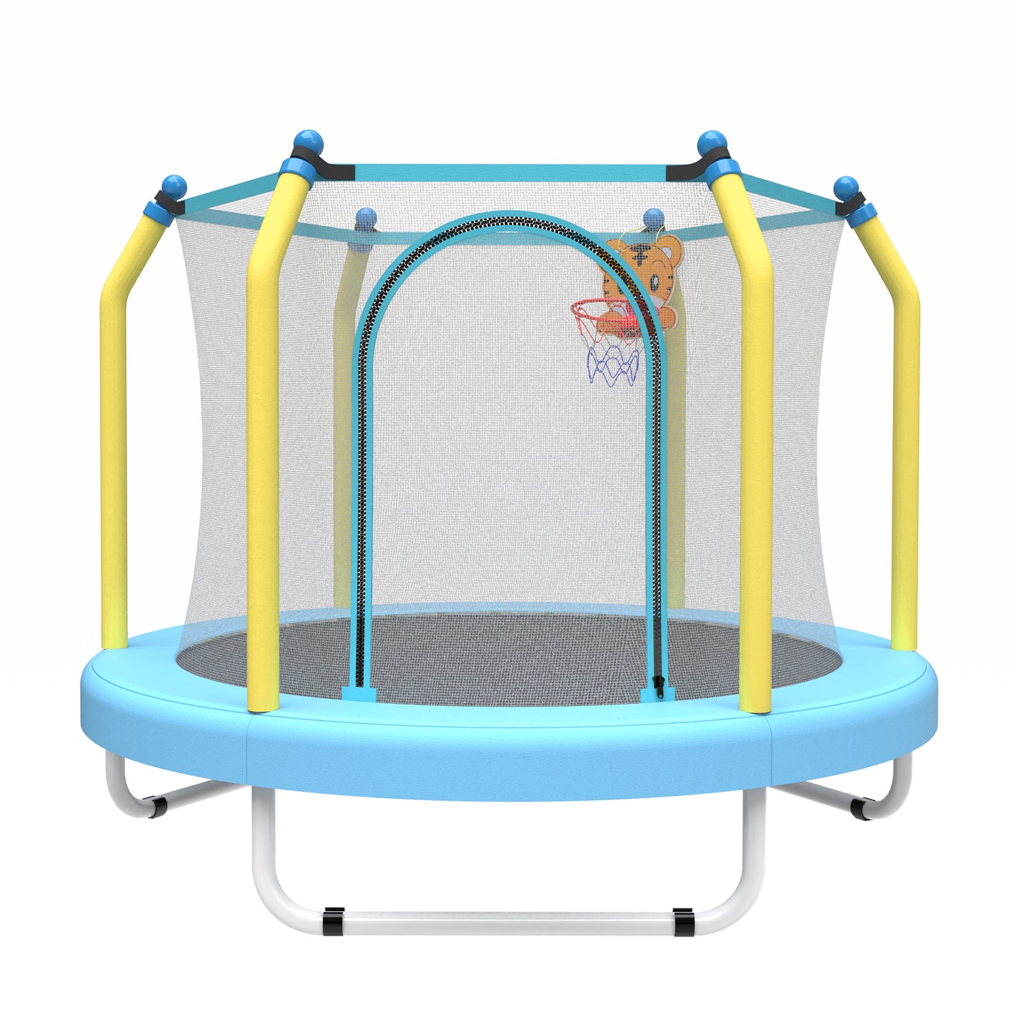 55-Inch Kids Trampoline with Basketball Hoop - Blue