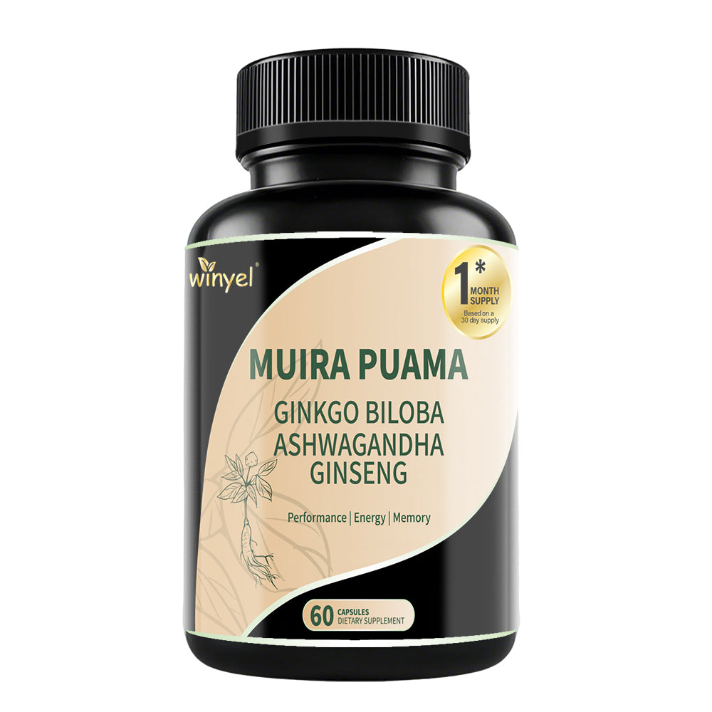 Herbal Supplement Blend - Muira Puama, Ginseng, Ashwagandha - 60 Capsules