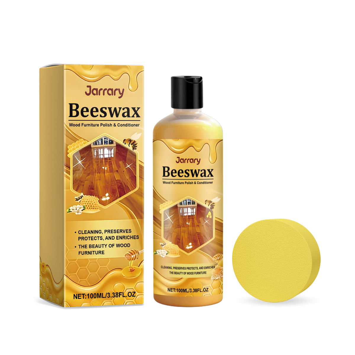 Beeswax Wood Polishing Agent - 100ml Bottle for Furniture & Wood Care