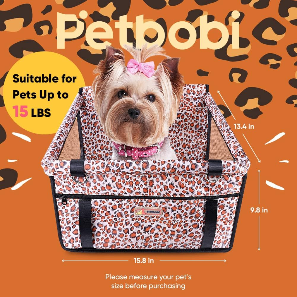 Small Dog Car Seat Booster - Foldable Safety Seat for Small Medium Dogs