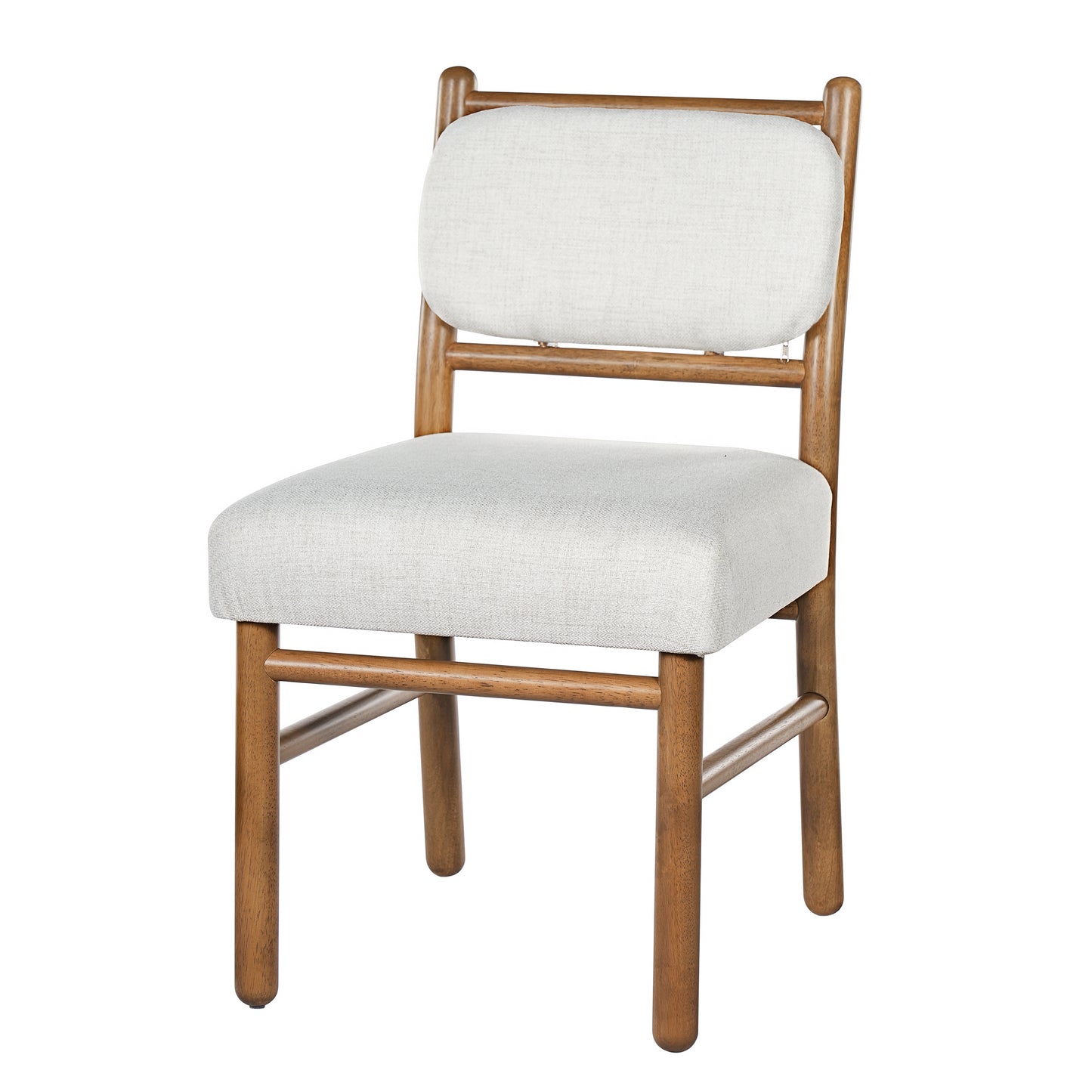 Modern Armless Dining Chairs Set of 2 - Beige Fabric & Dark Walnut