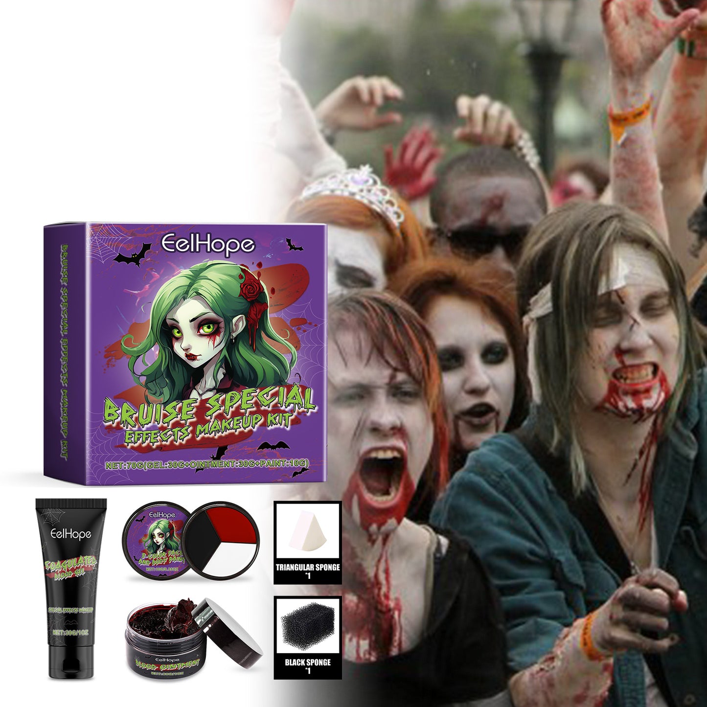Halloween SFX Makeup Kit - Vampire & Zombie Bruise and Blood FX Set