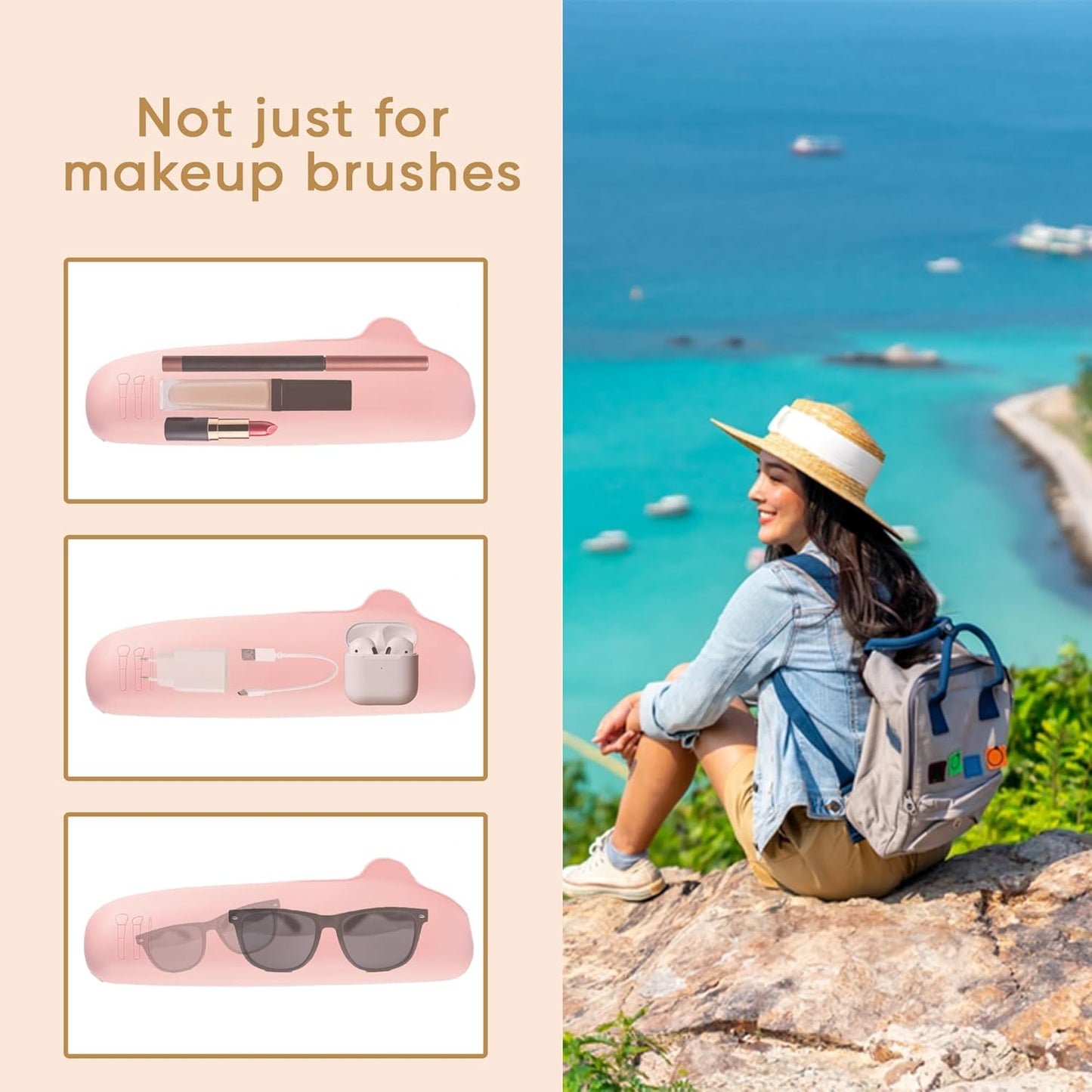 Travel Makeup Brush Holder, Beauty Blender Holder ,Silicone Make Up