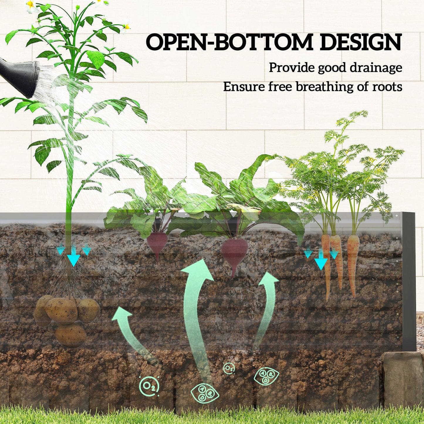 Galvanized Steel Raised Garden Bed 71x36x23 Inches Outdoor Planter Black