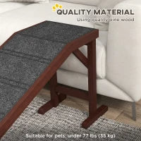 Dog Ramp for Bed - Non-Slip Carpet Pet Ramp with Top Platform, Brown & Grey