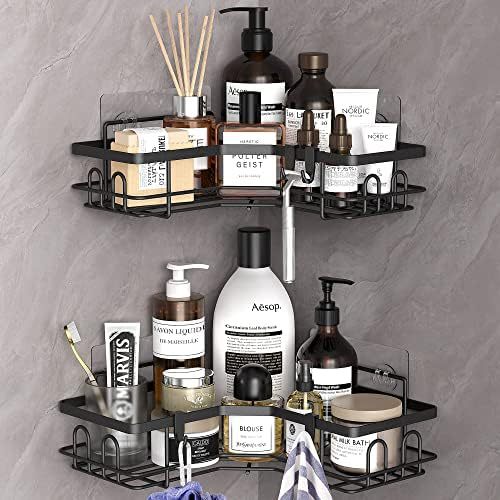 Multi-Size Iron Triangle Bathroom Storage Rack Set - Modern Space Saver