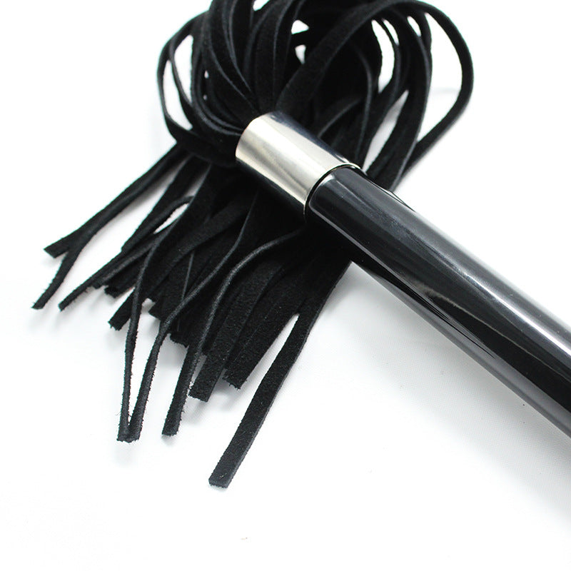 Leather Tassel Training Whip with Acrylic Handle – Black/Red/Pink/Purple
