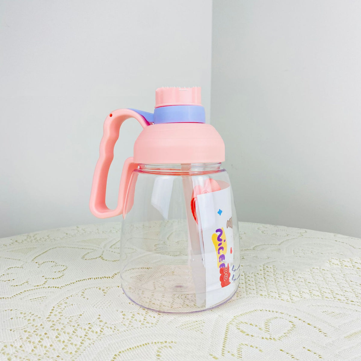 Large Capacity Plastic Water Bottle with Straw and Strap - 1100ML Sports Drinkware