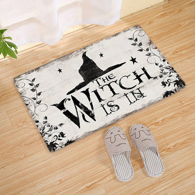 Halloween Flannel Floor Mat Non-Slip Bathroom Door Rug Skull Design