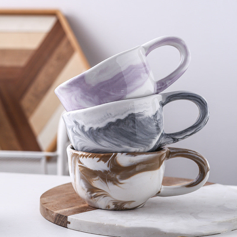 Irregular Marble Breakfast Cup - Ceramic Drinkware for Kitchen & Dining
