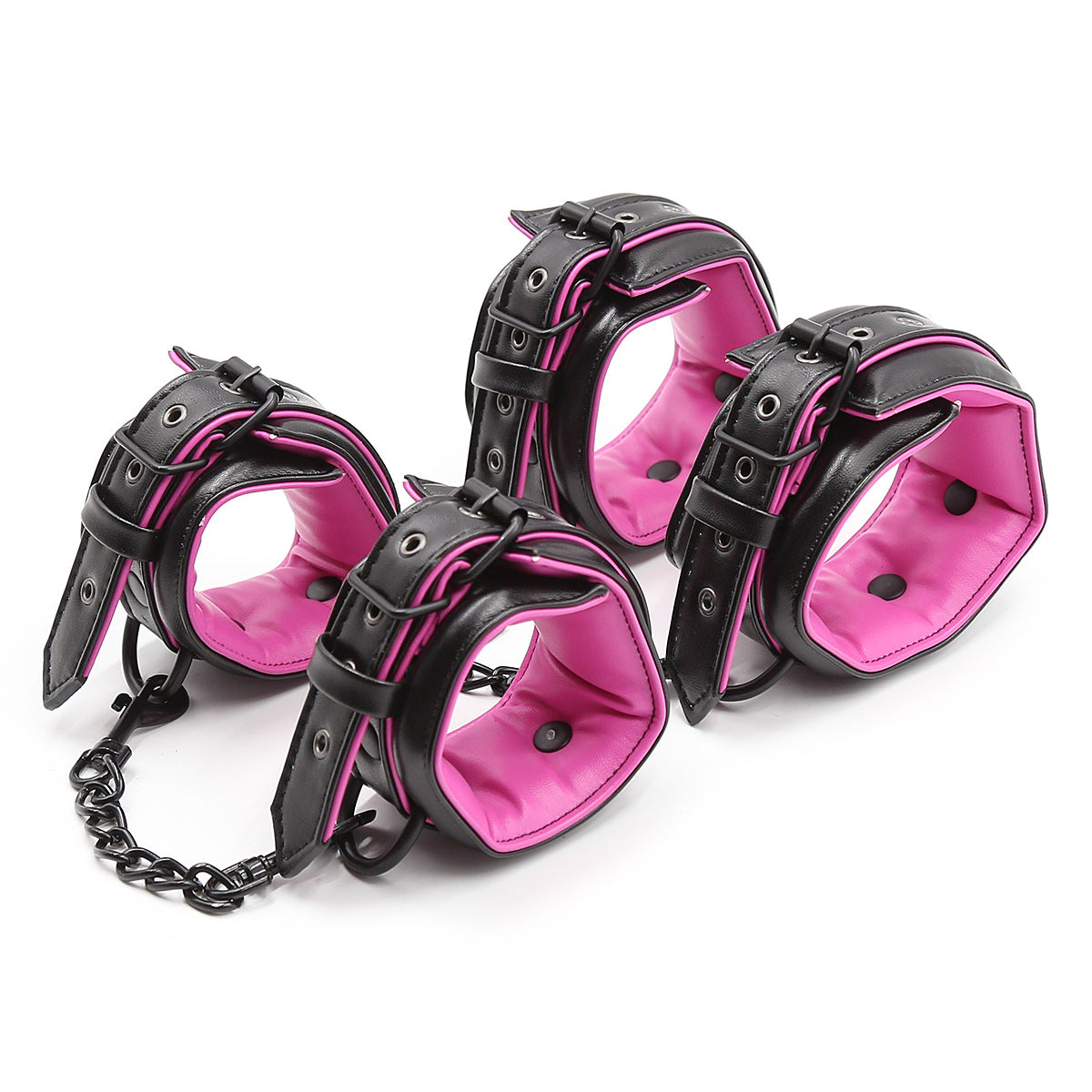 Leather Hand and Neck Cuff Restraint Set for Couples Adult Bondage BDSM